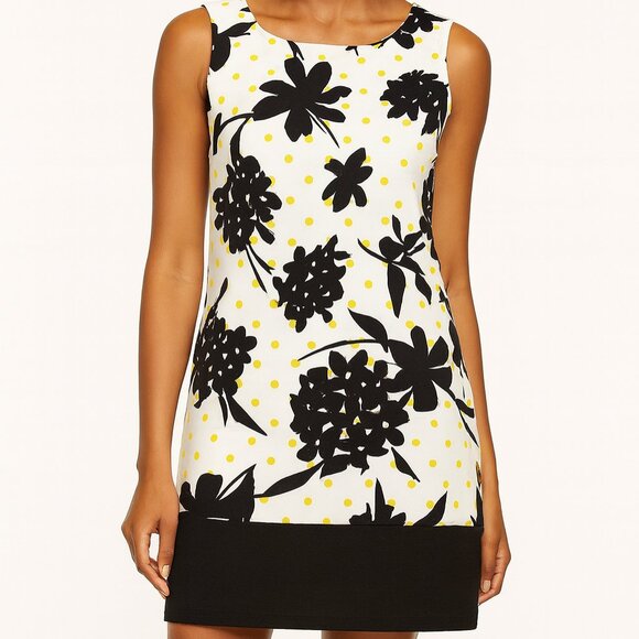 Ronni Nicole Dresses & Skirts - Ronni Nicole Black and White Floral Mini Dress with Yellow Dot Accents (Bin 11)
